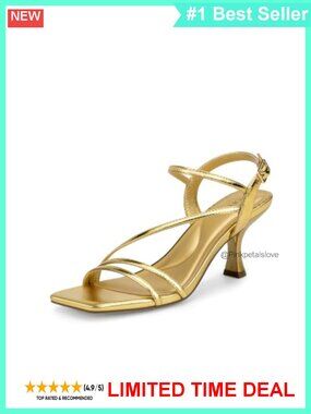 Square Toe Strappy High-Heeled Sandals with Cushioned Insole